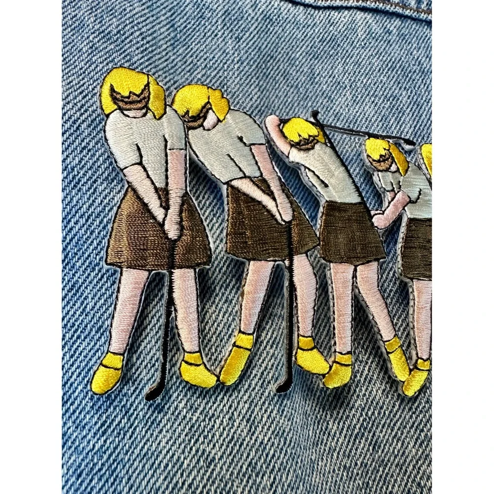 Golf Swing Girl Woman Iron on Patch Embroidered Applique Golfing Sport DIY Craft